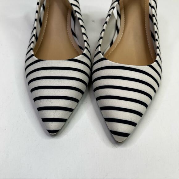 On 34th Monikaa Stripe Slingback Pump heels navy blue white - 8 - Picture 5 of 13